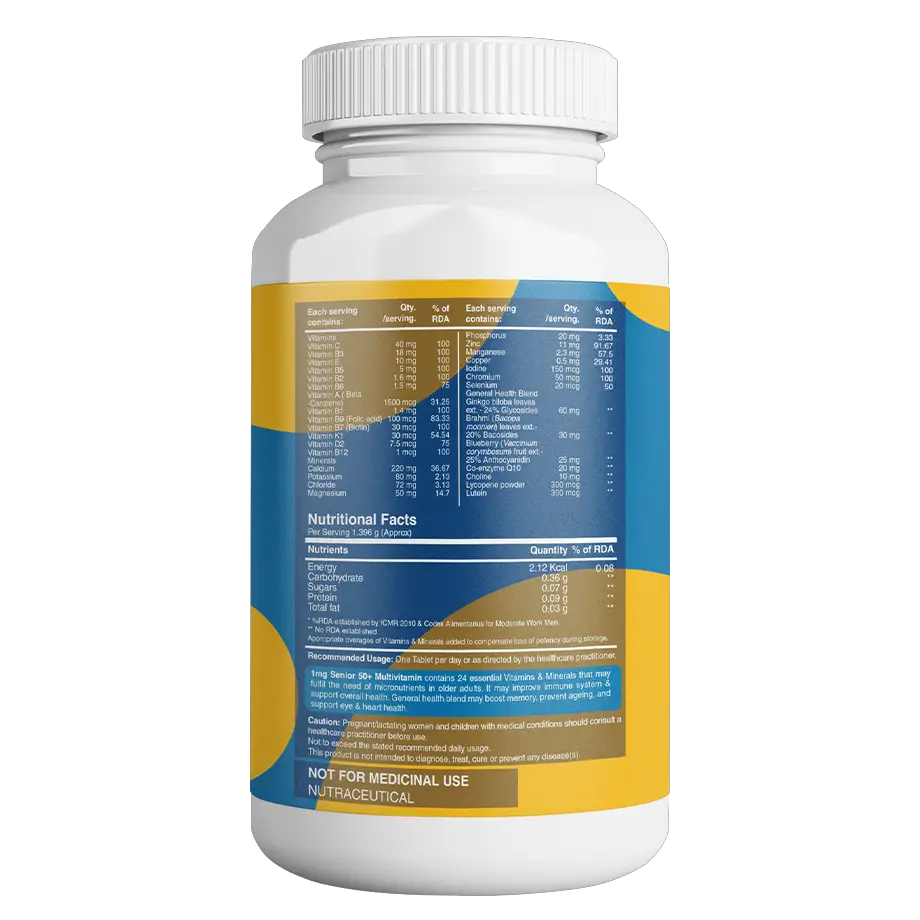 1mg Senior 50+Multivitamin Immunity Booster Zinc Vitamin C ...