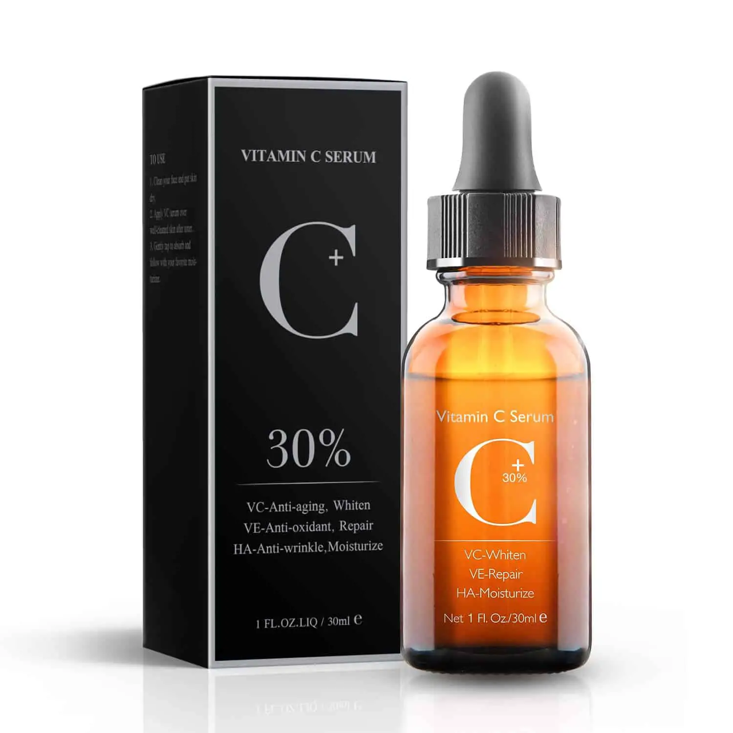 30% Vitamin C Serum with Hyaluronic Acid &  VE for Face,Neck and Eye ...
