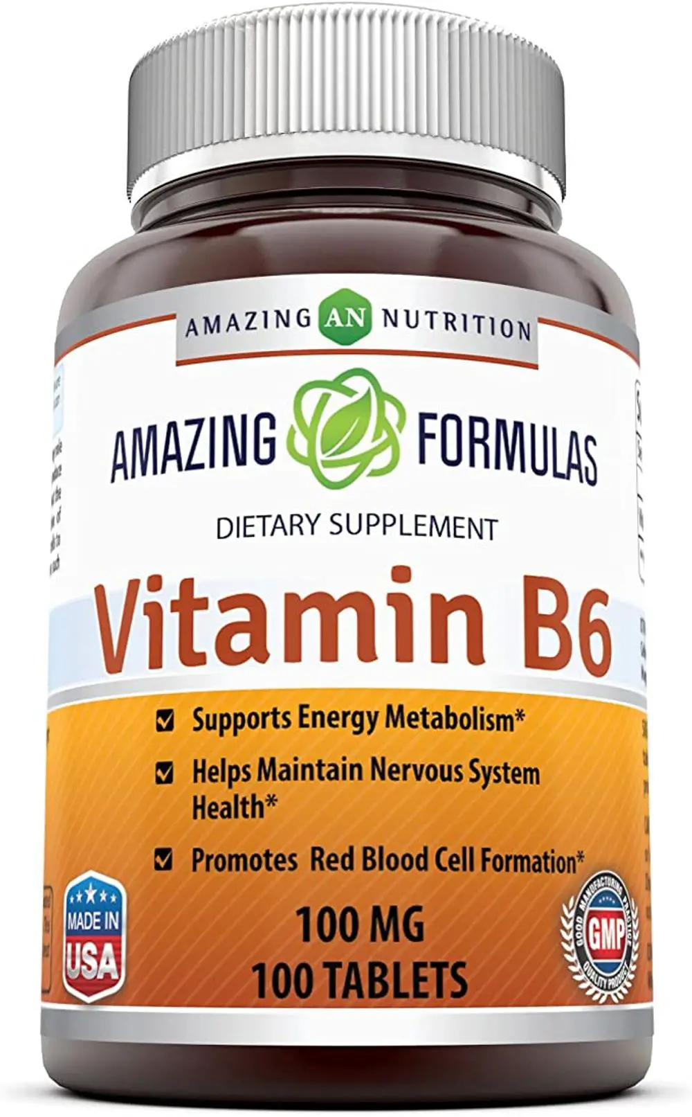 Amazing Nutrition Vitamin B6 Dietary Supplement  100 mg, 100 Tablets ...