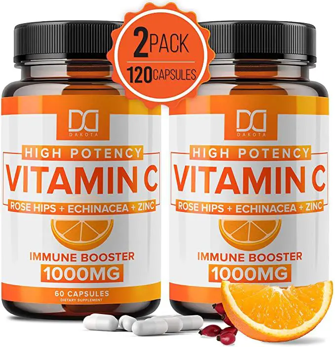 Amazon.com: Vitamin C 1000mg w/ Rose Hips, Zinc, Echinacea Supplement ...