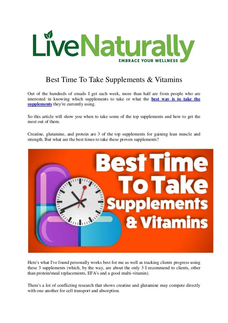 Best time to take supplements &  vitamins