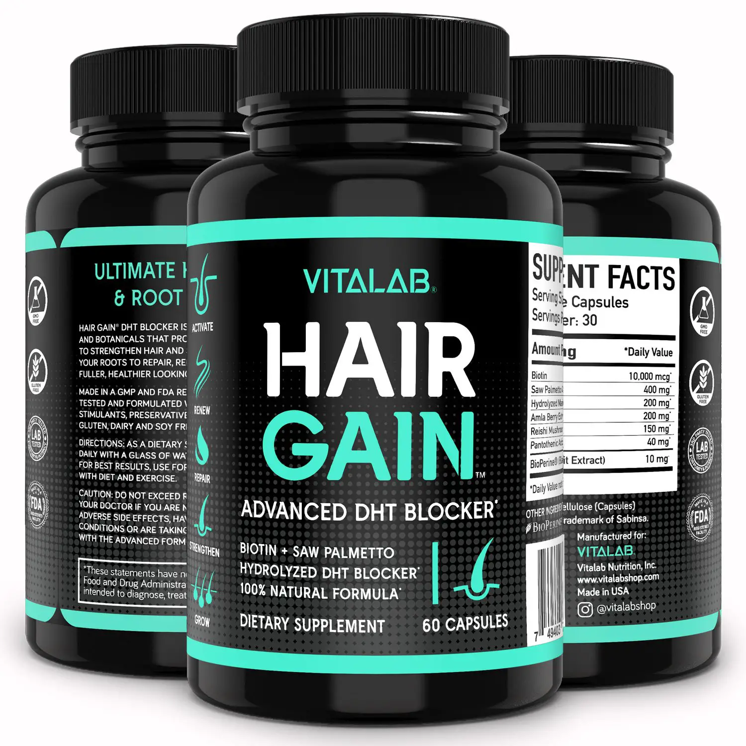 Biotin Hair Gain, Hydrolyzed, DHT Blocker, Best Hair Vitamins, Hair ...