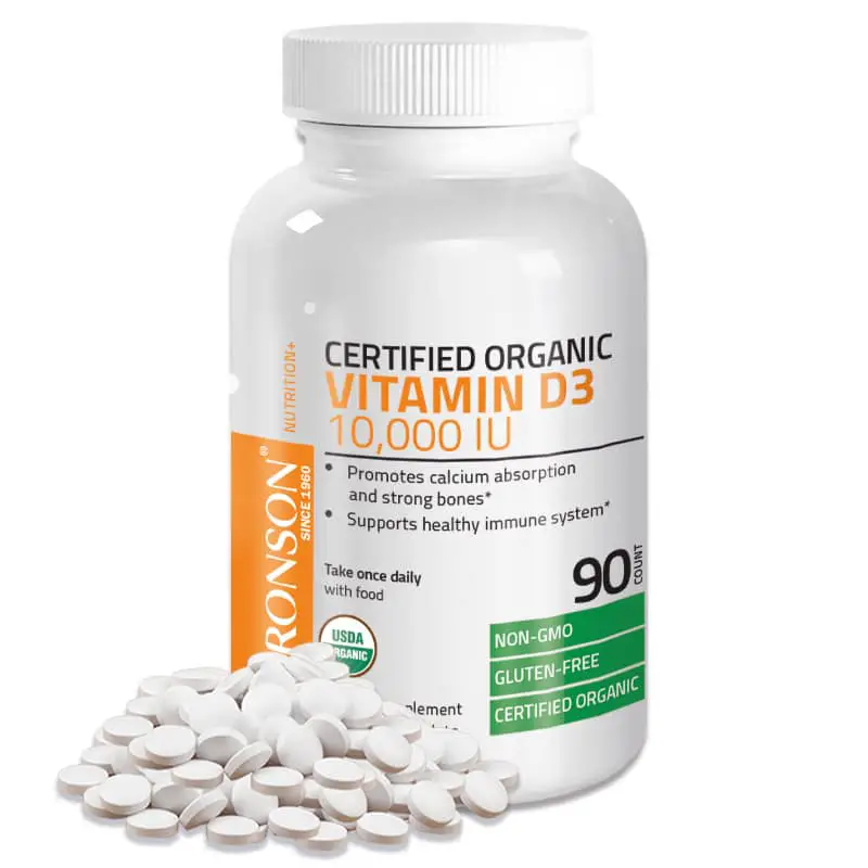 Bronson Vitamin D3 10,000 IU USDA Certified Organic High Dose Vitamin D ...