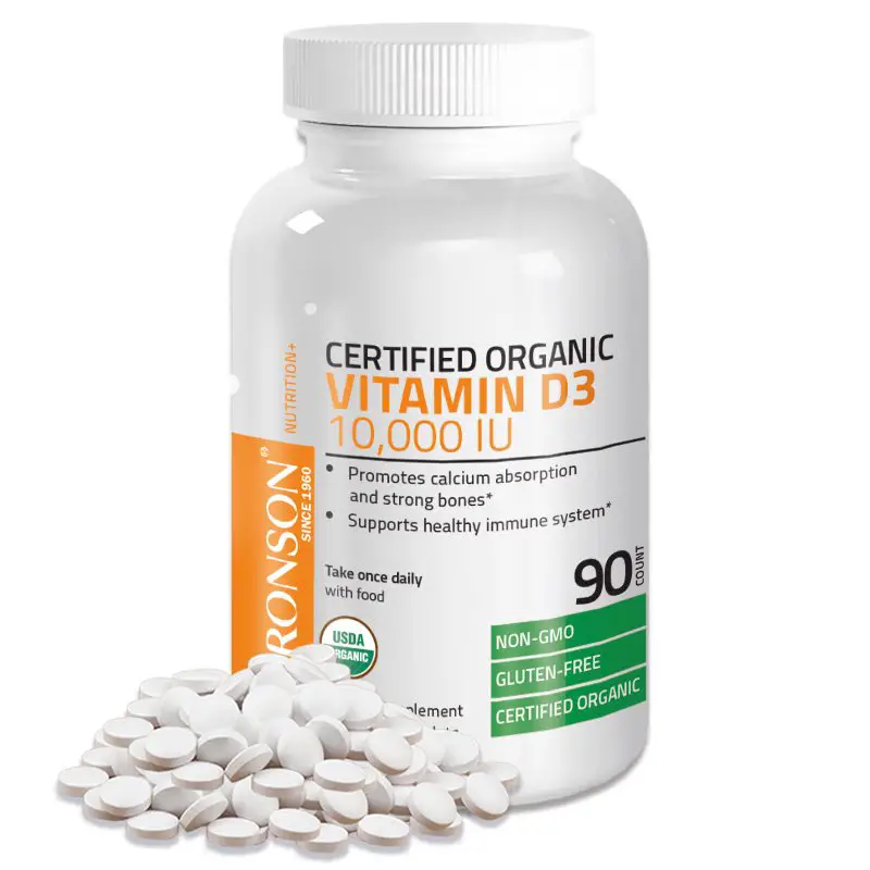 Bronson Vitamin D3 10,000 IU USDA Certified Organic High ...