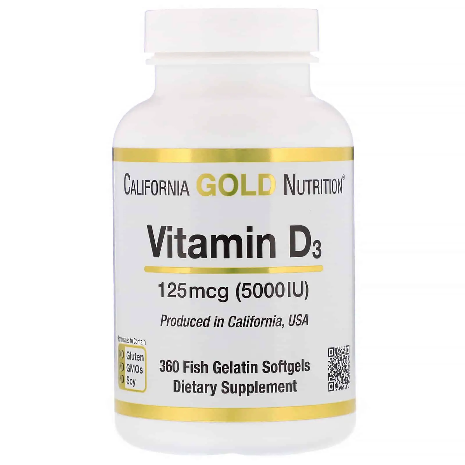 California Gold Nutrition Vitamin D3 125 mcg 5 000 IU 360 Fish Gelatin ...