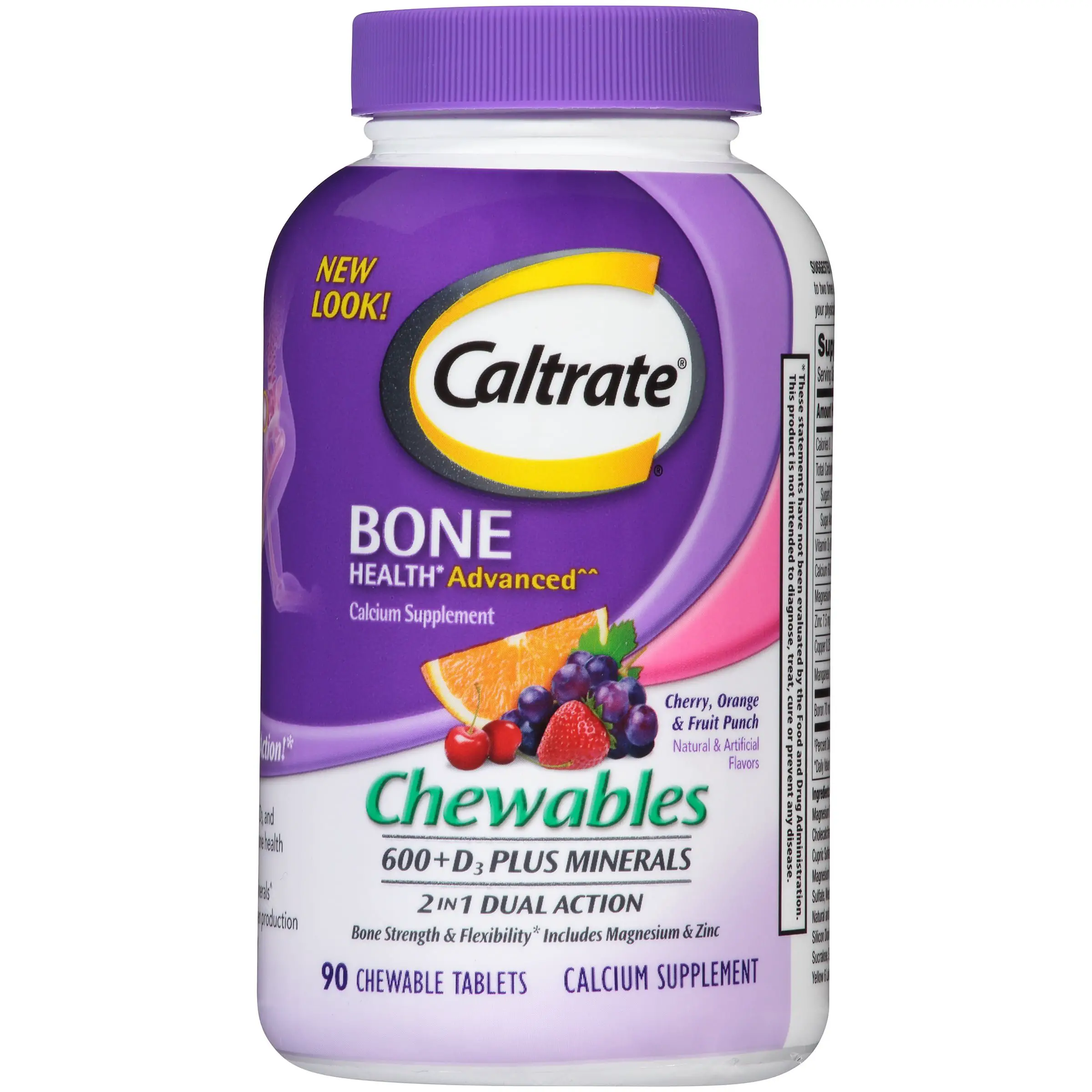 Caltrate Bone Health 600+D3 Calcium Chewables, Multi
