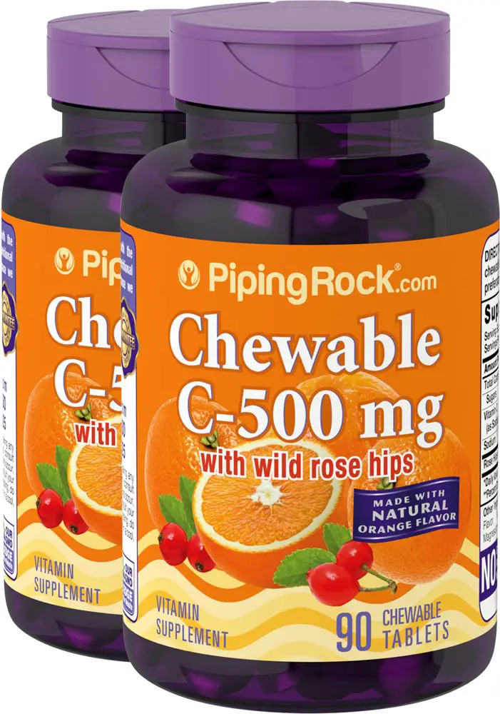 Chewable Vitamin C 500 mg Orange Flavor, 90 Tablets