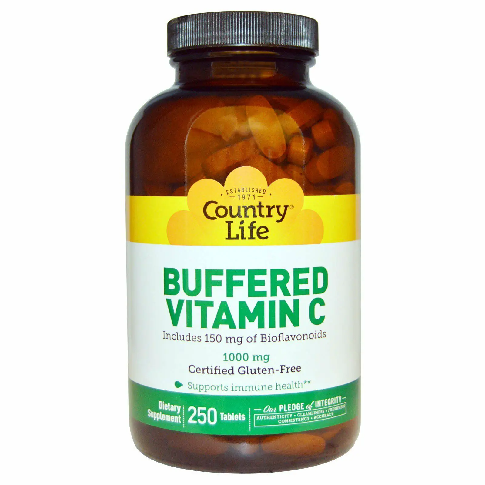 Country Life Buffered Vitamin C 1000 mg 250 Tablets No ...