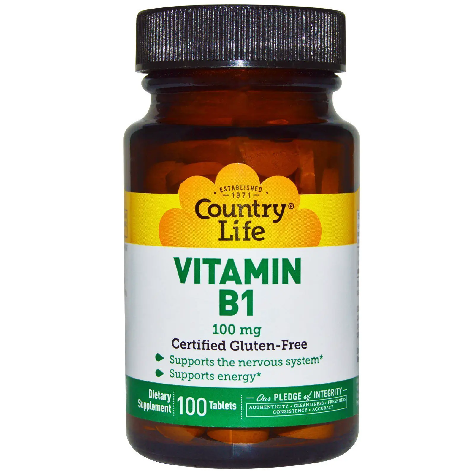 Country Life, Vitamin B1, 100 mg, 100 Tablets