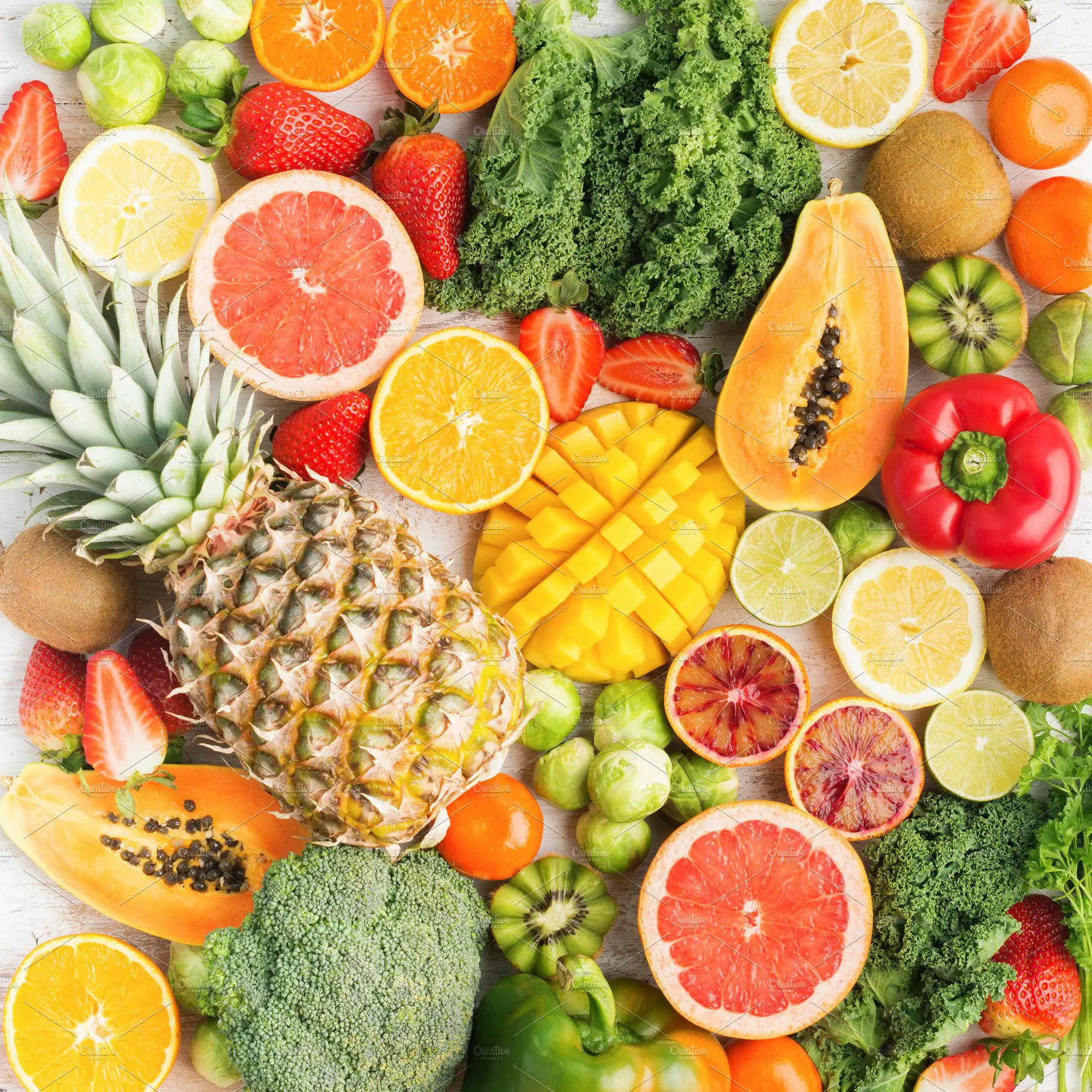 Fruits vegetables rich in vitamin C ~ Food &  Drink Photos ~ Creative Market
