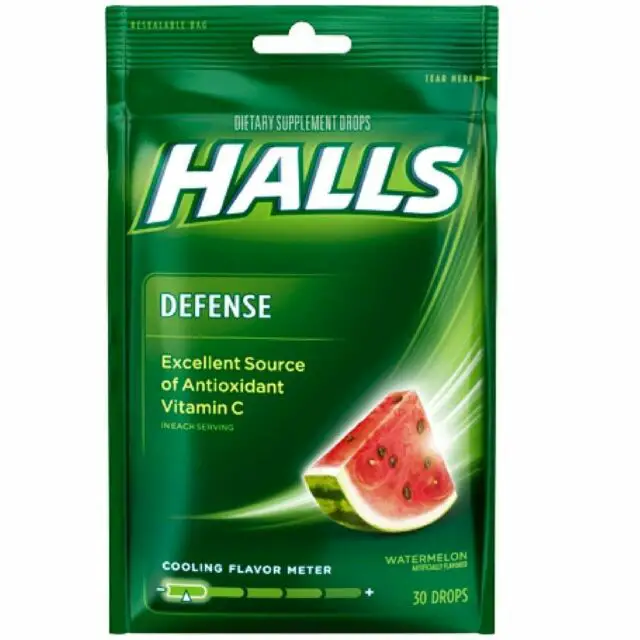 Halls Cough Drops Defense Vitamin C Watermelon 30 Ct Pack ...