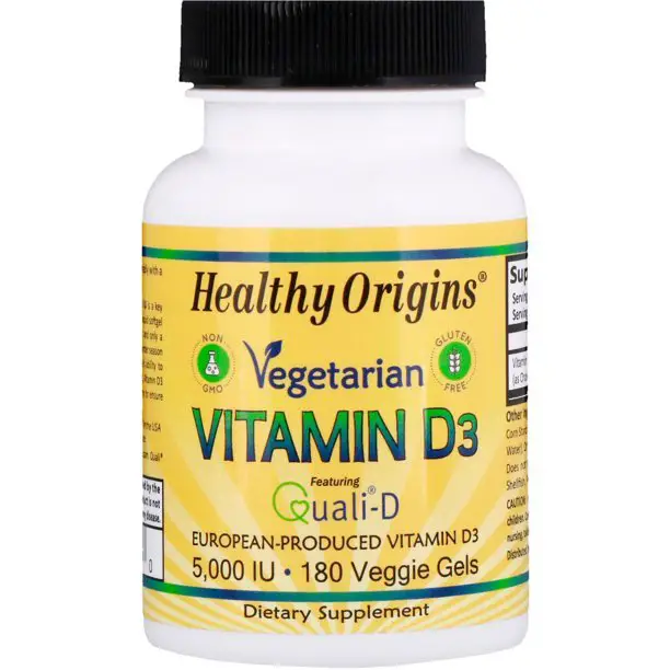 Healthy Origins Vegetarian Vitamin D3 5000 IU Vegetarian Softgels, 180 ...