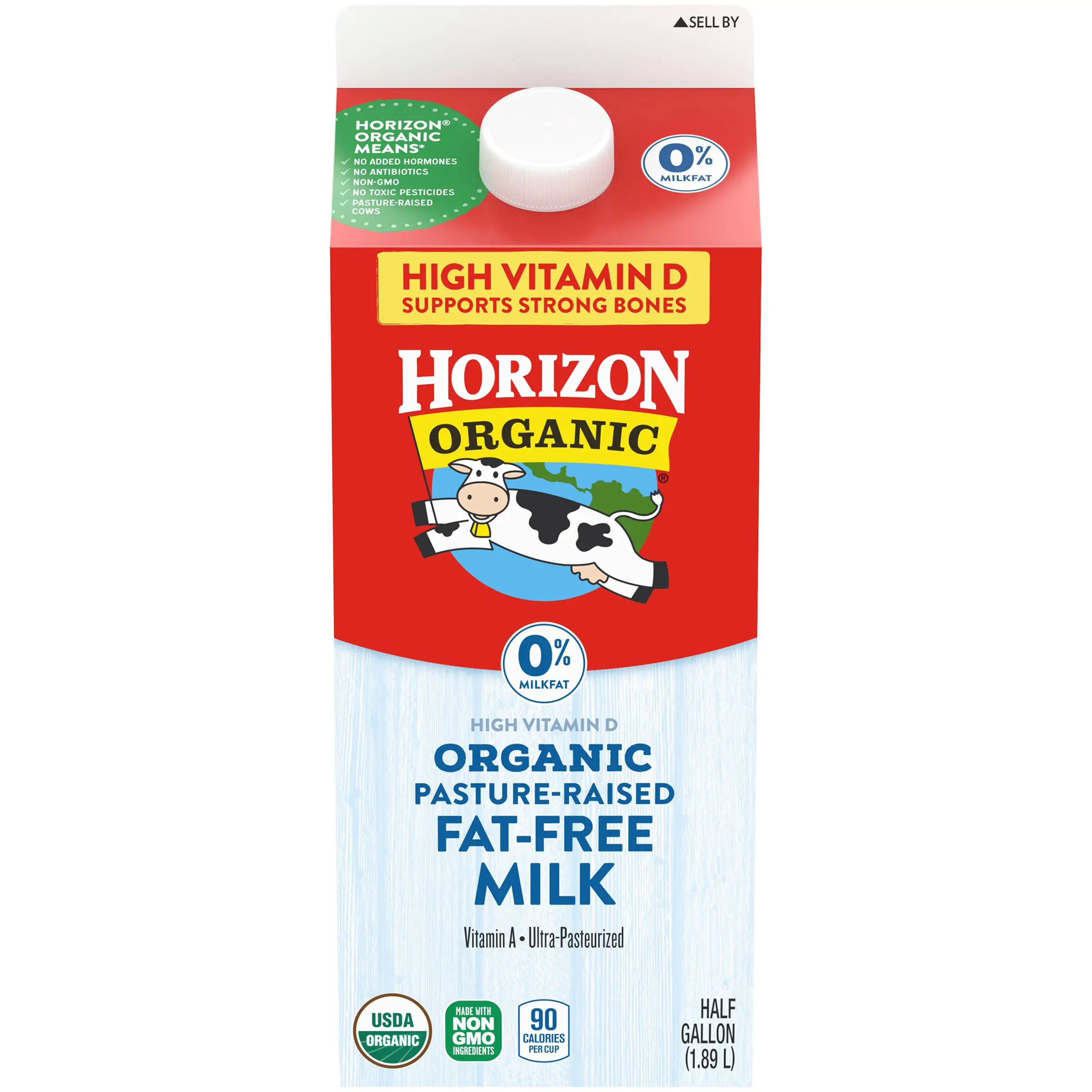 Horizon Organic Nonfat High Vitamin D Milk, Half Gallon ...