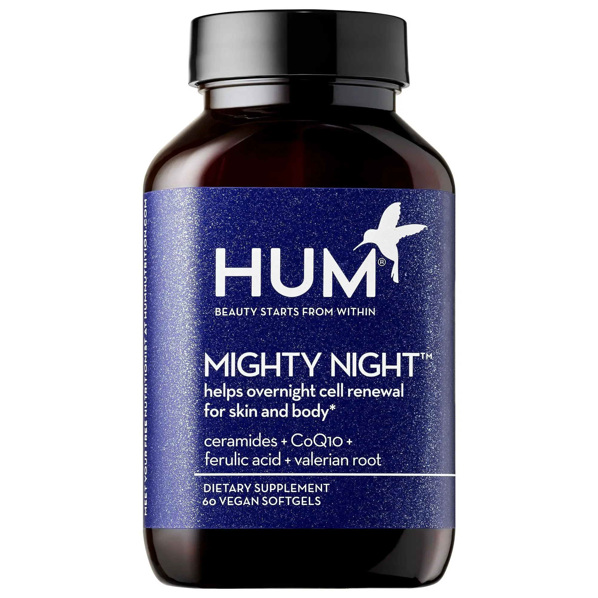 HUM Nutrition Mighty Night Overnight Renewal Supplement 60 Vegan ...