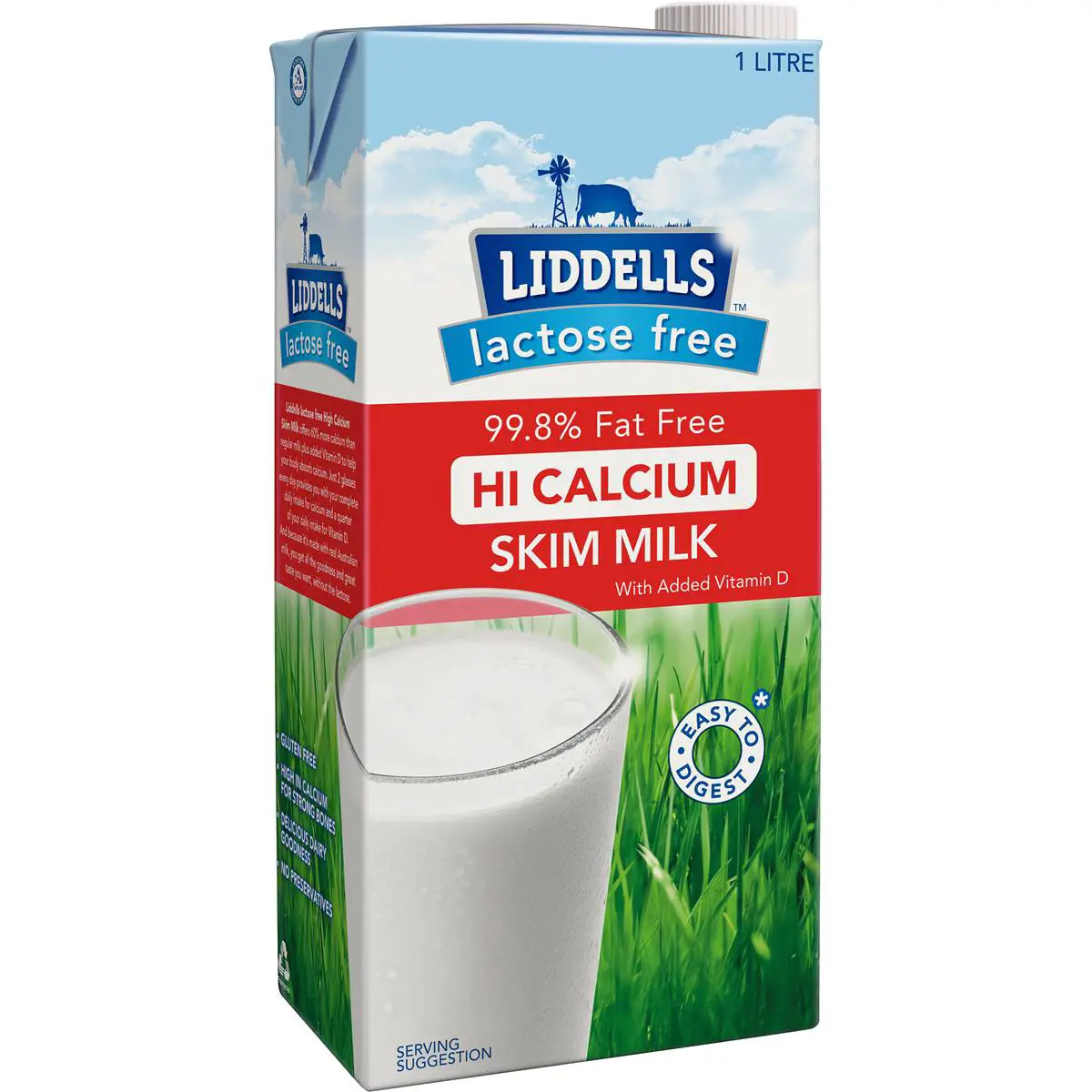Liddells High Calcium Skim Milk Lactose Free 1l
