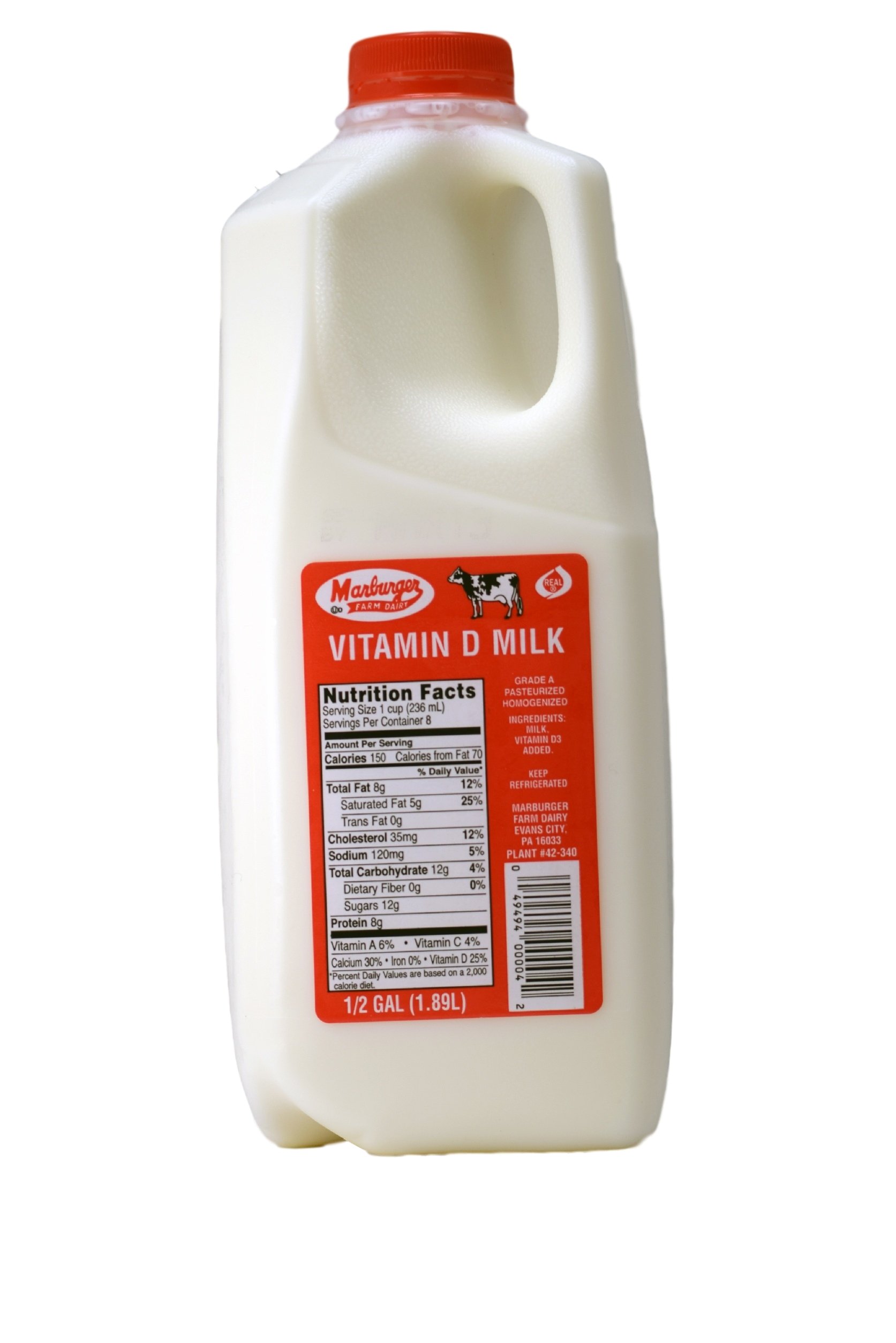 Marburger Farm Dairy Vitamin D Unflavored Milk, Half ...