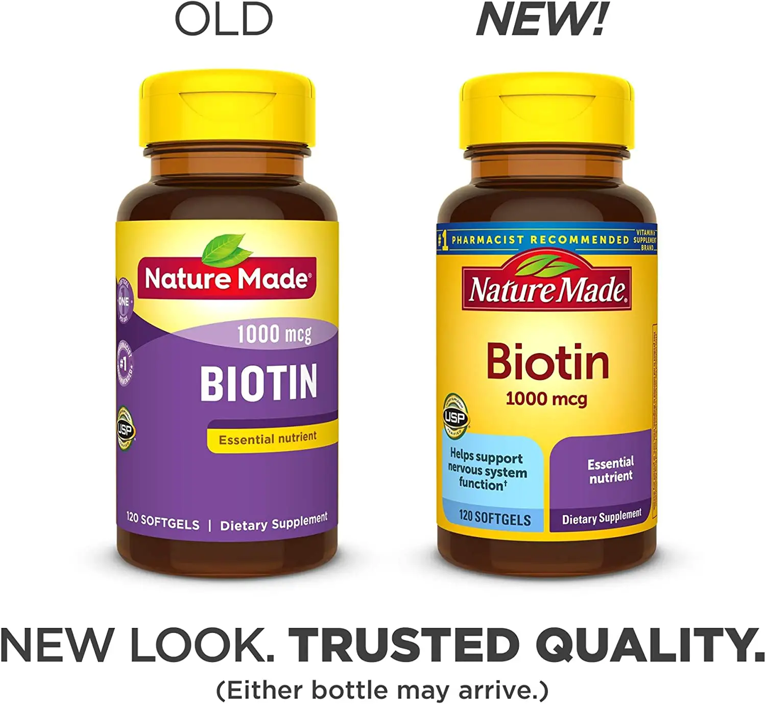 Nature Made Biotin 1000 mcg Softgels, 120 Count (Packaging May Vary ...