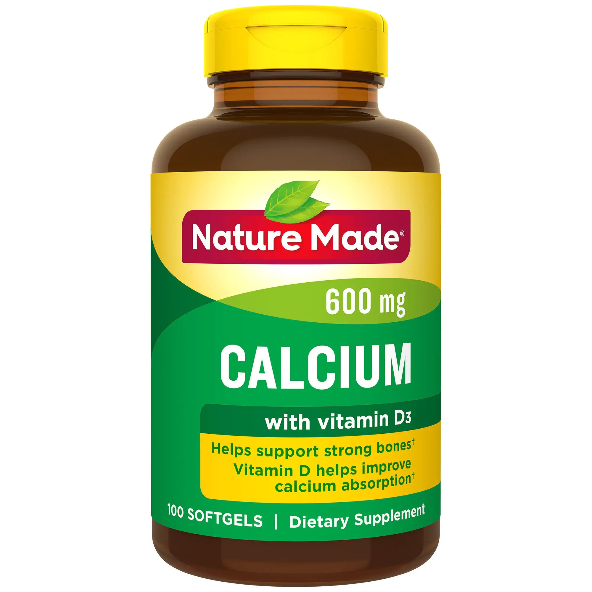 Nature Made Calcium 600 mg Softgels with Vitamin D, 100 ...
