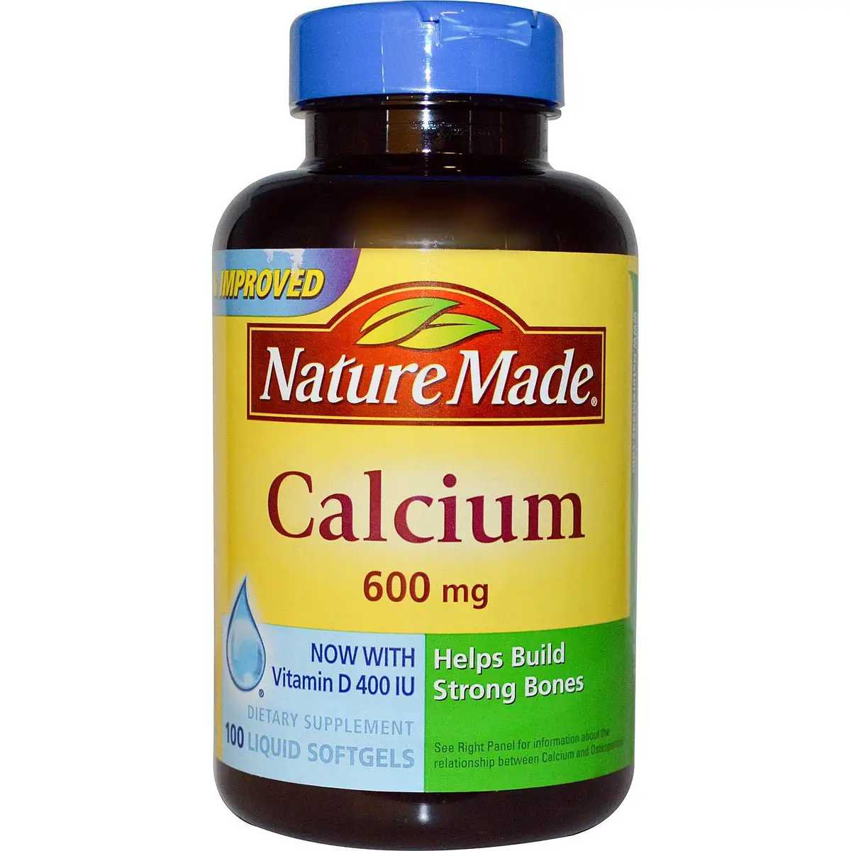Nature Made, Calcium with Vitamin D, 400 IU/600 mg, 100 Liquid Softgel ...