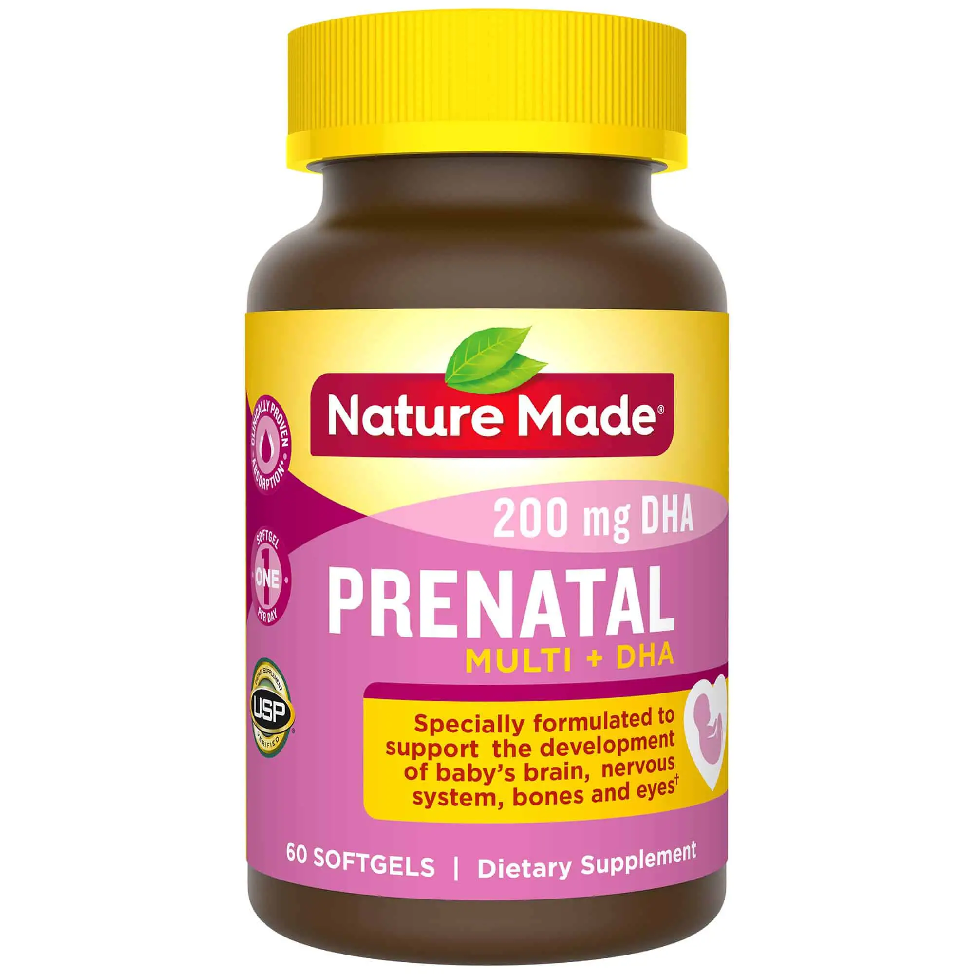 Nature Made Prenatal + DHA 200 mg Softgels 60 Ct 60 count
