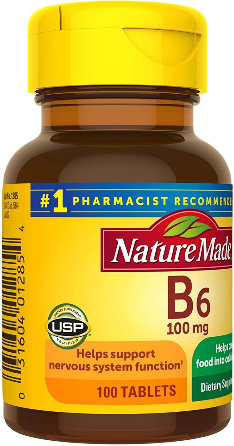 Nature Made Vitamin B6 100 mg Tablets, 100 Count for Metabolic Health ...