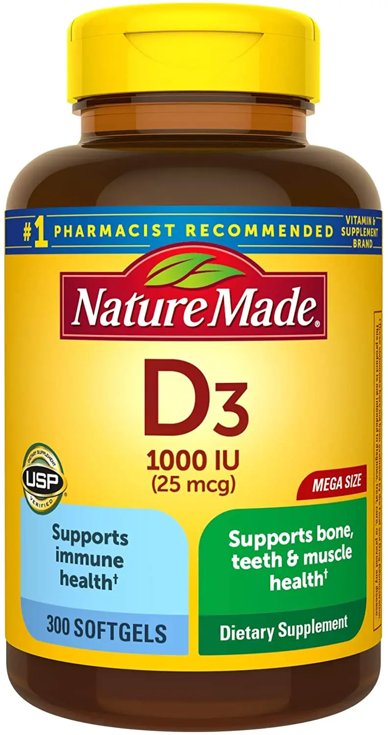 Nature Made Vitamin D3 1000 IU (25 mcg) Softgels, 300 ...
