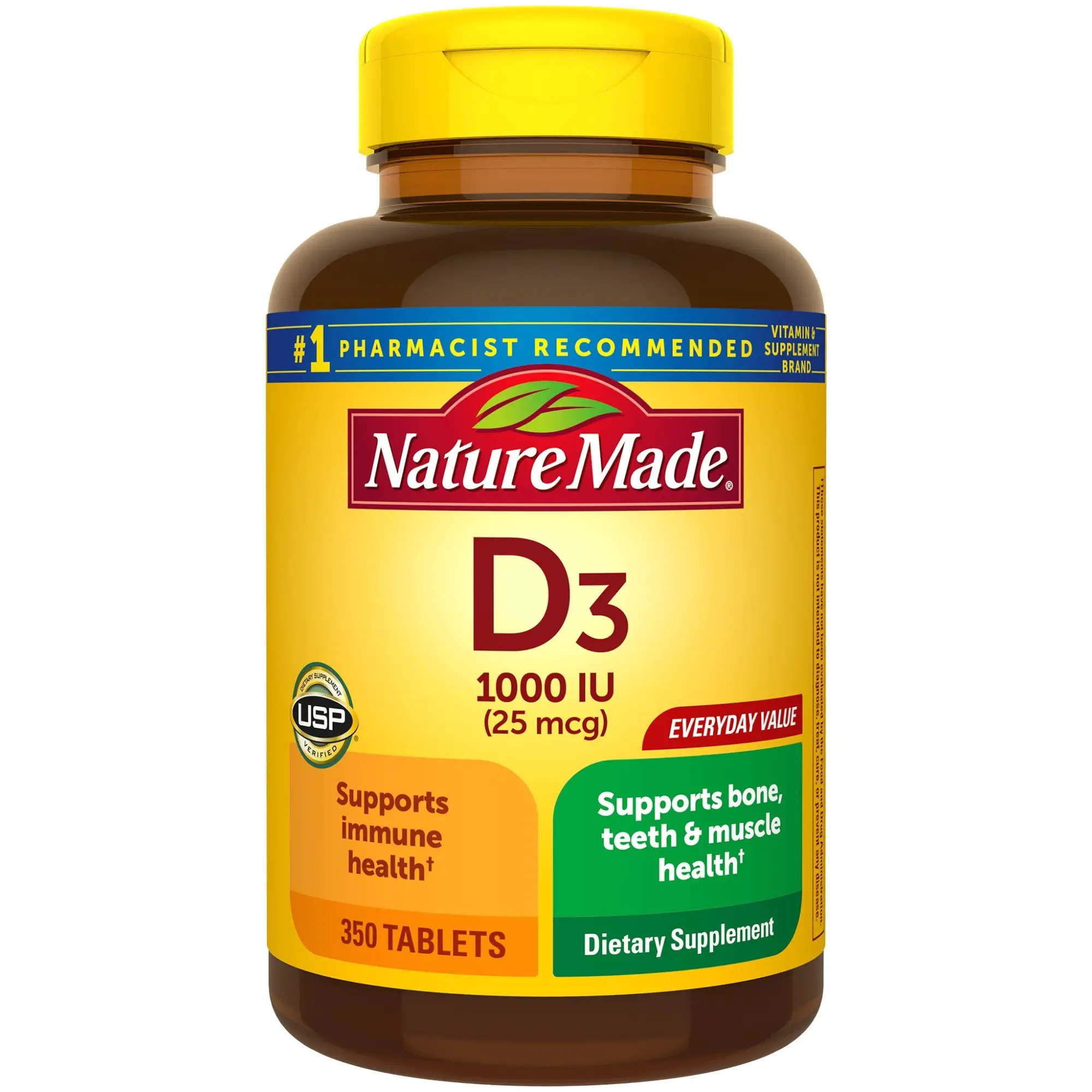 Nature Made Vitamin D3 1000 IU (25mcg) Tablets, 350 Count ...