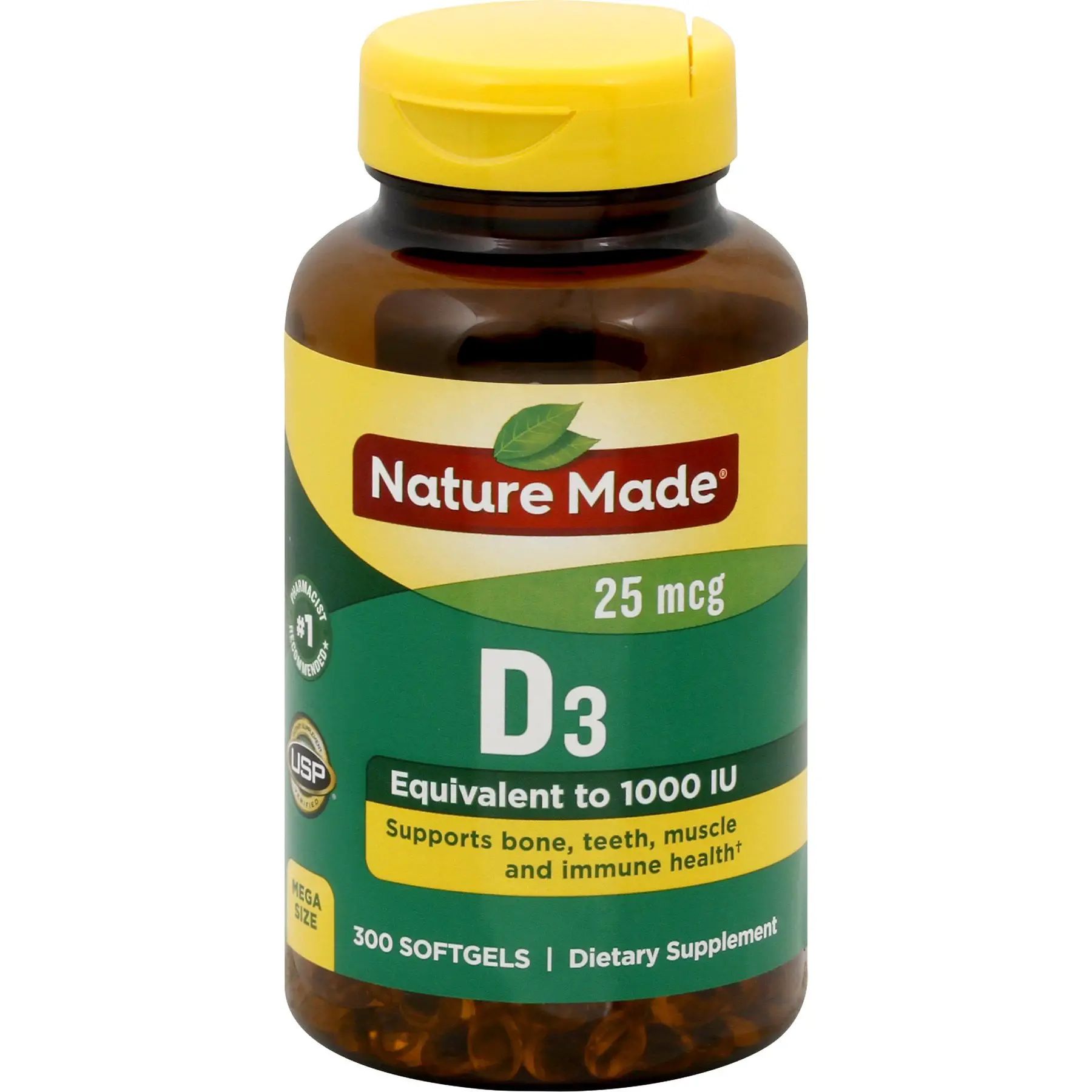 NATURE MADE Vitamin D3, 25 mcg, Softgels, Mega Size, 300.0 CT