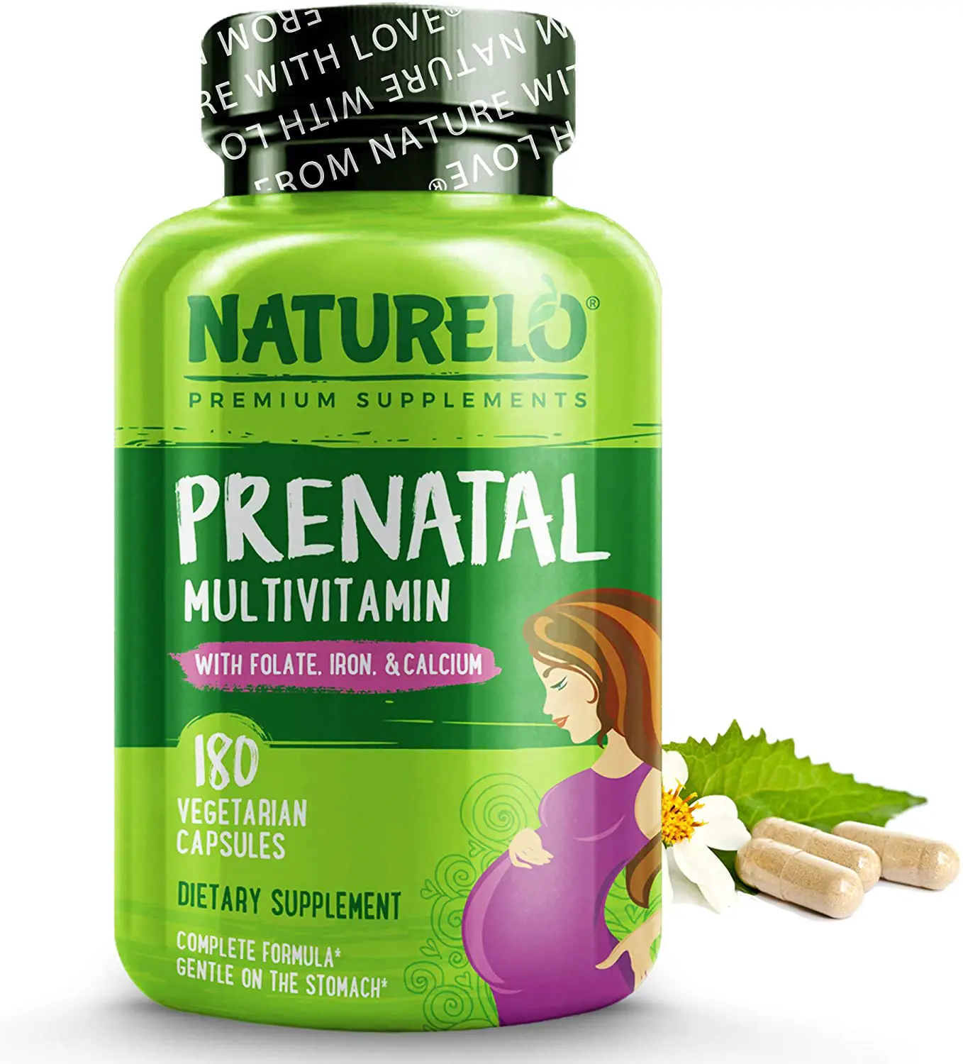 NATURELO Prenatal Multivitamin with DHA, Natural Iron, Folate, Plant ...