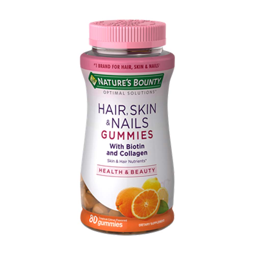 Natures Bounty Hair, Skin, &  Nails with biotin &  Collagen 80 Gummies ...