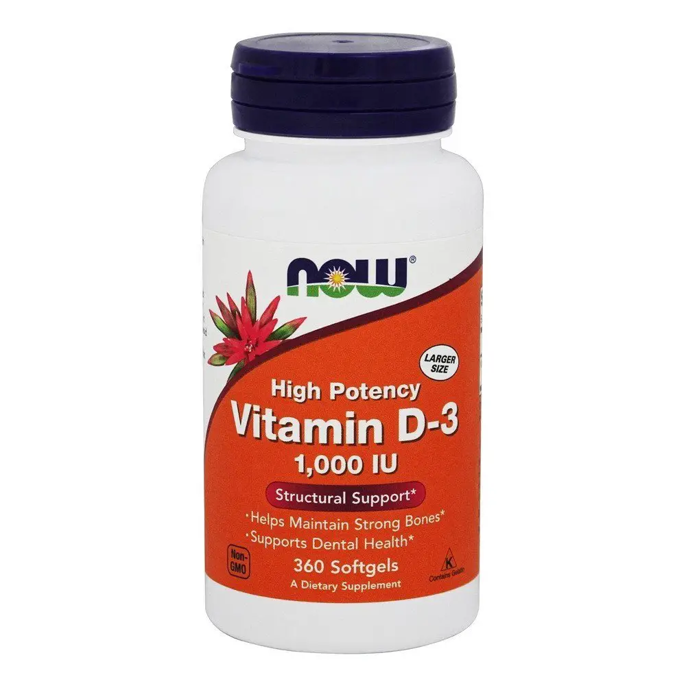 NOW Foods High Potency Vitamin D3 1000 IU, 360 Softgels