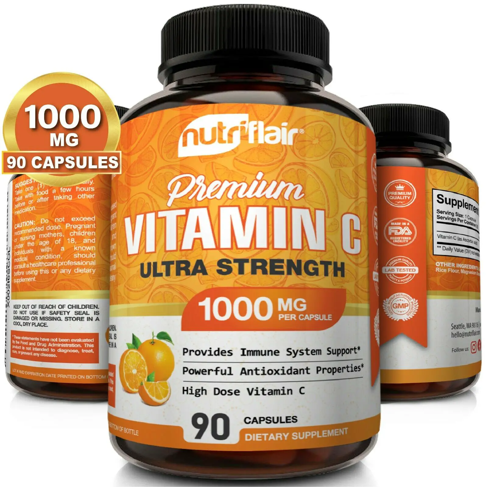 NutriFlair Pure Vitamin C Supplement 1000mg per Capsule ...