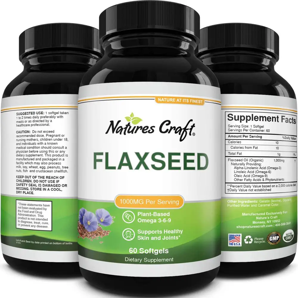 Omega Flaxseed Oil 1000mg Softgels Brain Support Constipation Relief ...