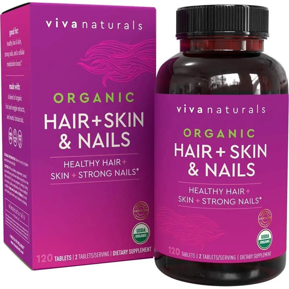 Organic Hair Skin and Nails Vitamins for Women with Biotin, Hair ...
