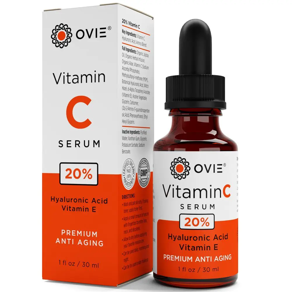 Organic Vitamin C Serum for Face 20% with Hyaluronic Acid, Vitamin E ...