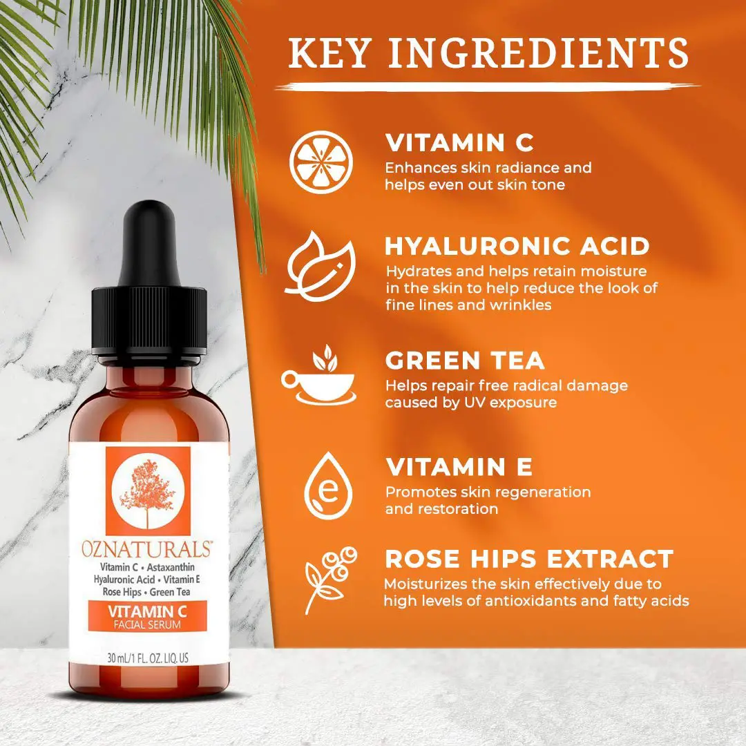 OZNaturals Vitamin C Serum For Face with Hyaluronic Acid