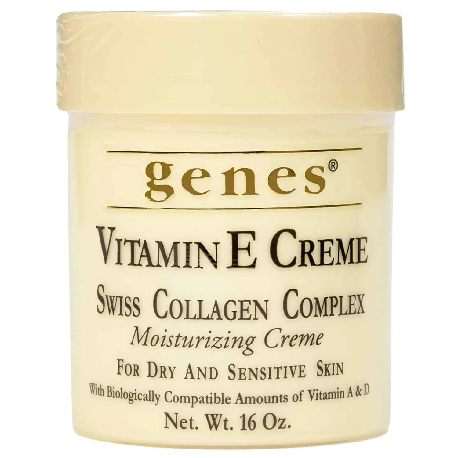 PACK of 2 Genes Vitamin E Creme (16 oz.) Swiss Collagen Complex For Dry ...