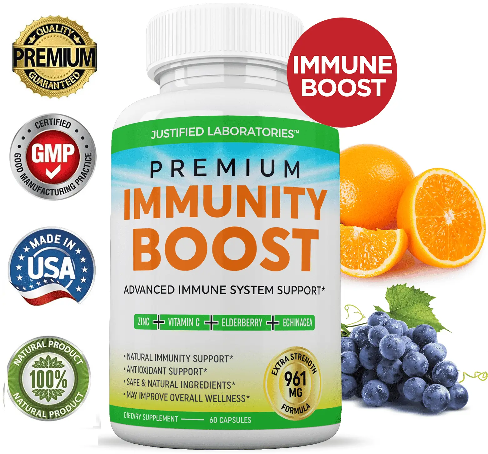 Premium Immunity Boost Supplement Pills Includes Elderberry Vitamin C ...
