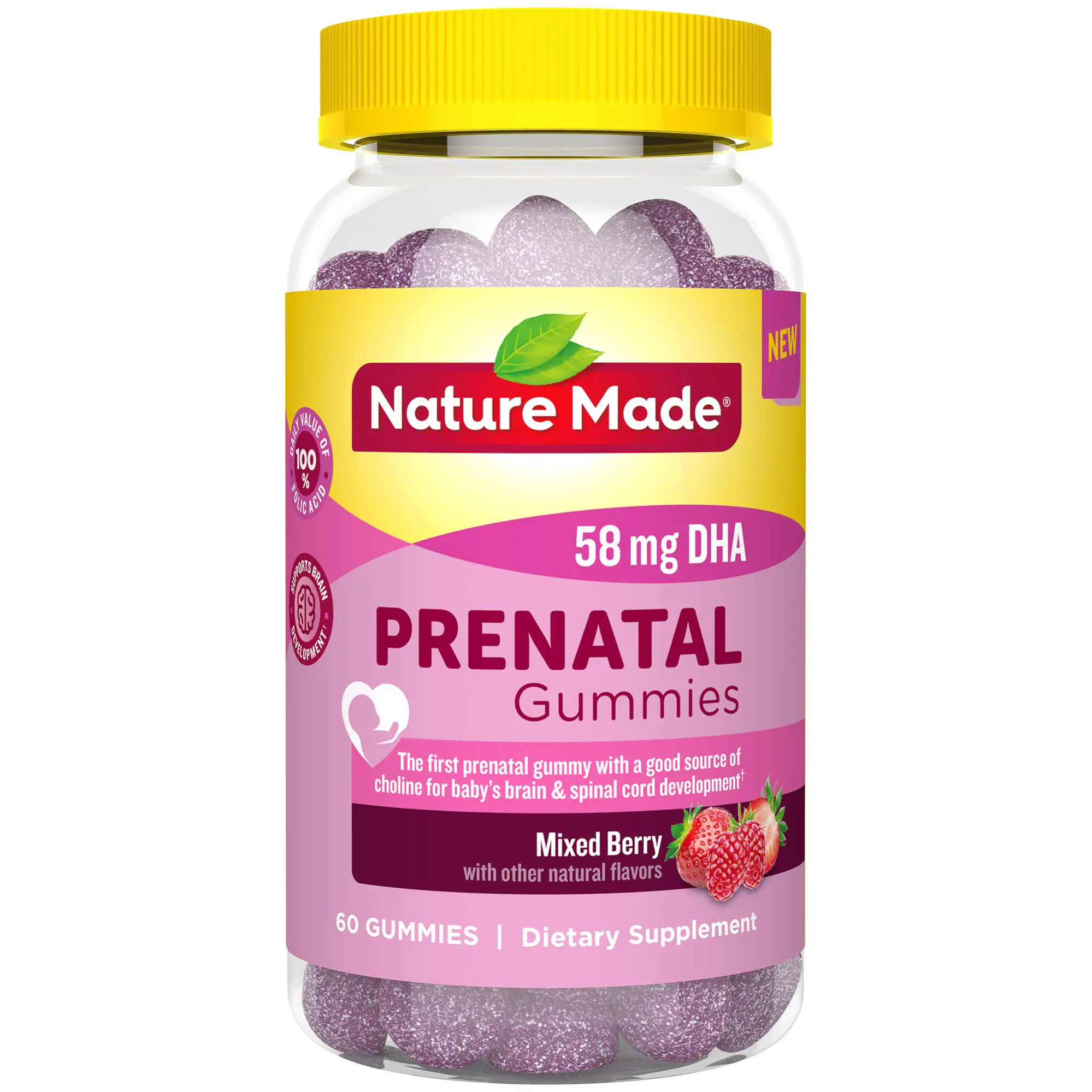 Prenatal Gummy Vitamins with DHA + Folic Acid + Choline ...