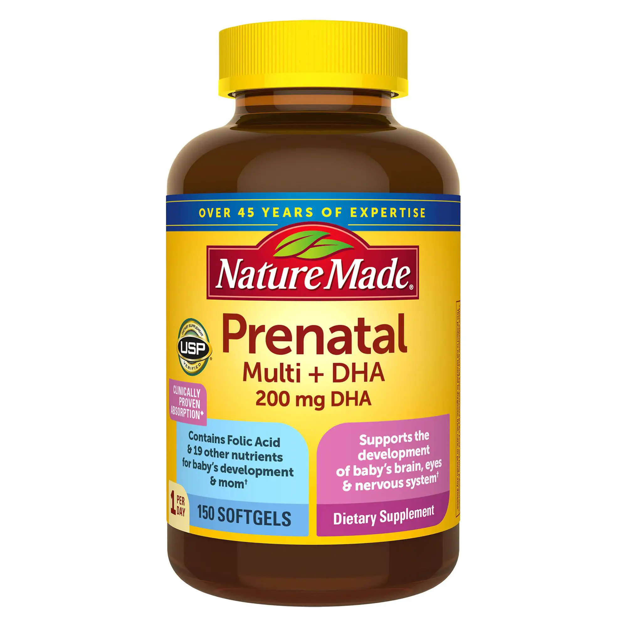Product Of Nature Made Prenatal Multi + DHA Liquid Softgel Multivitamin ...