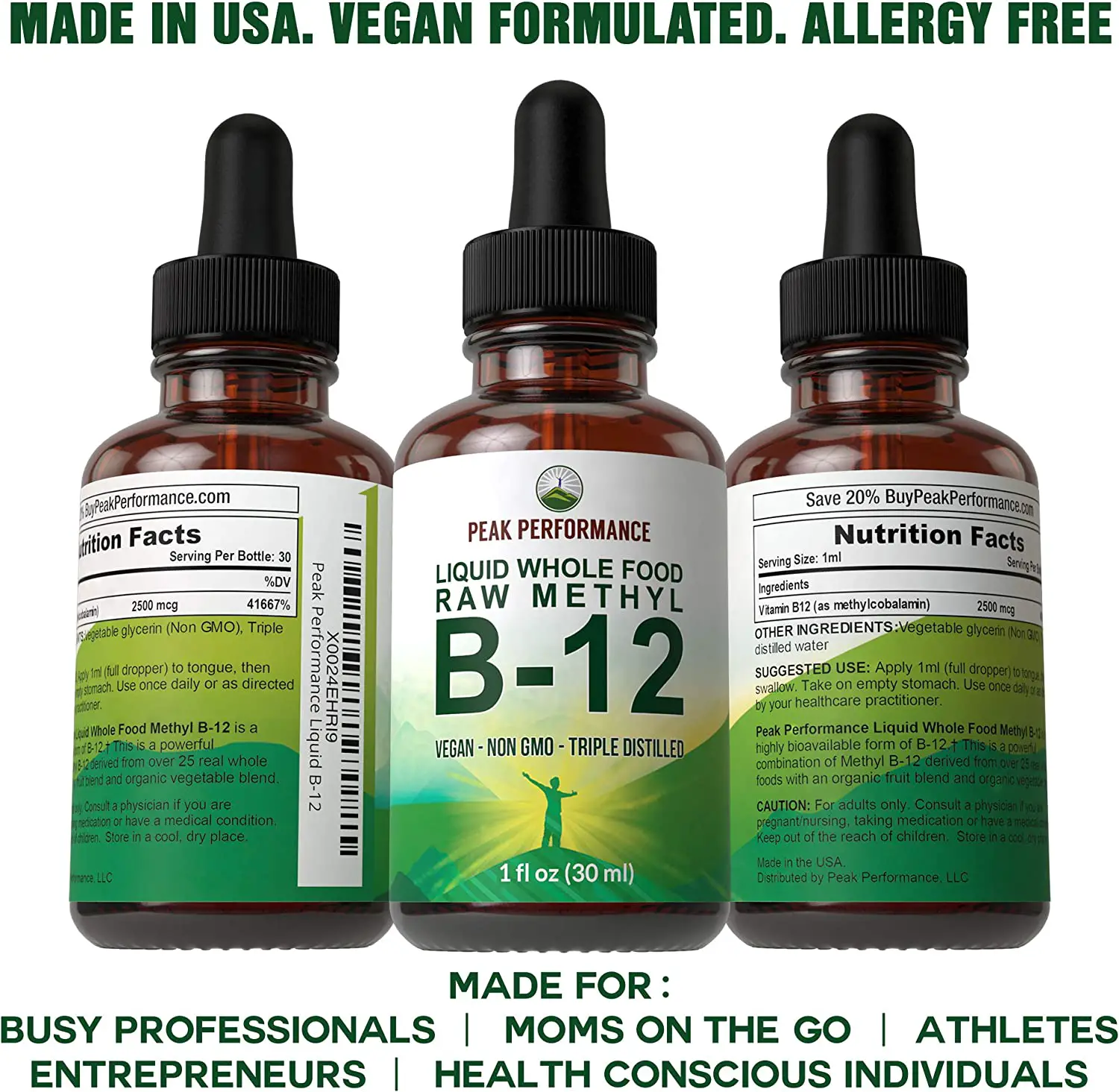 Raw Whole Food Methyl B12 Liquid Drops. Best Vegan Advanced B 12 Liquid ...