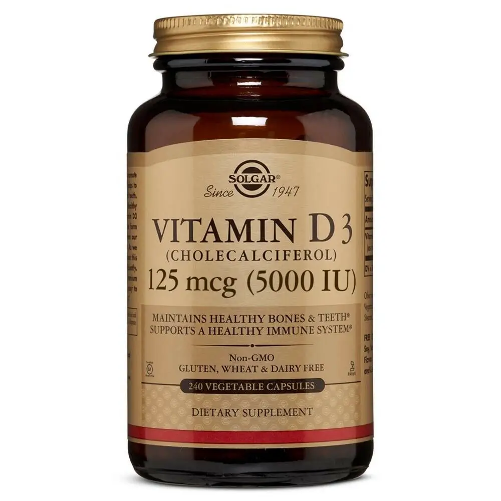 Solgar Vitamin D3 (Cholecalciferol) 5000 IU 240 Vegetable ...