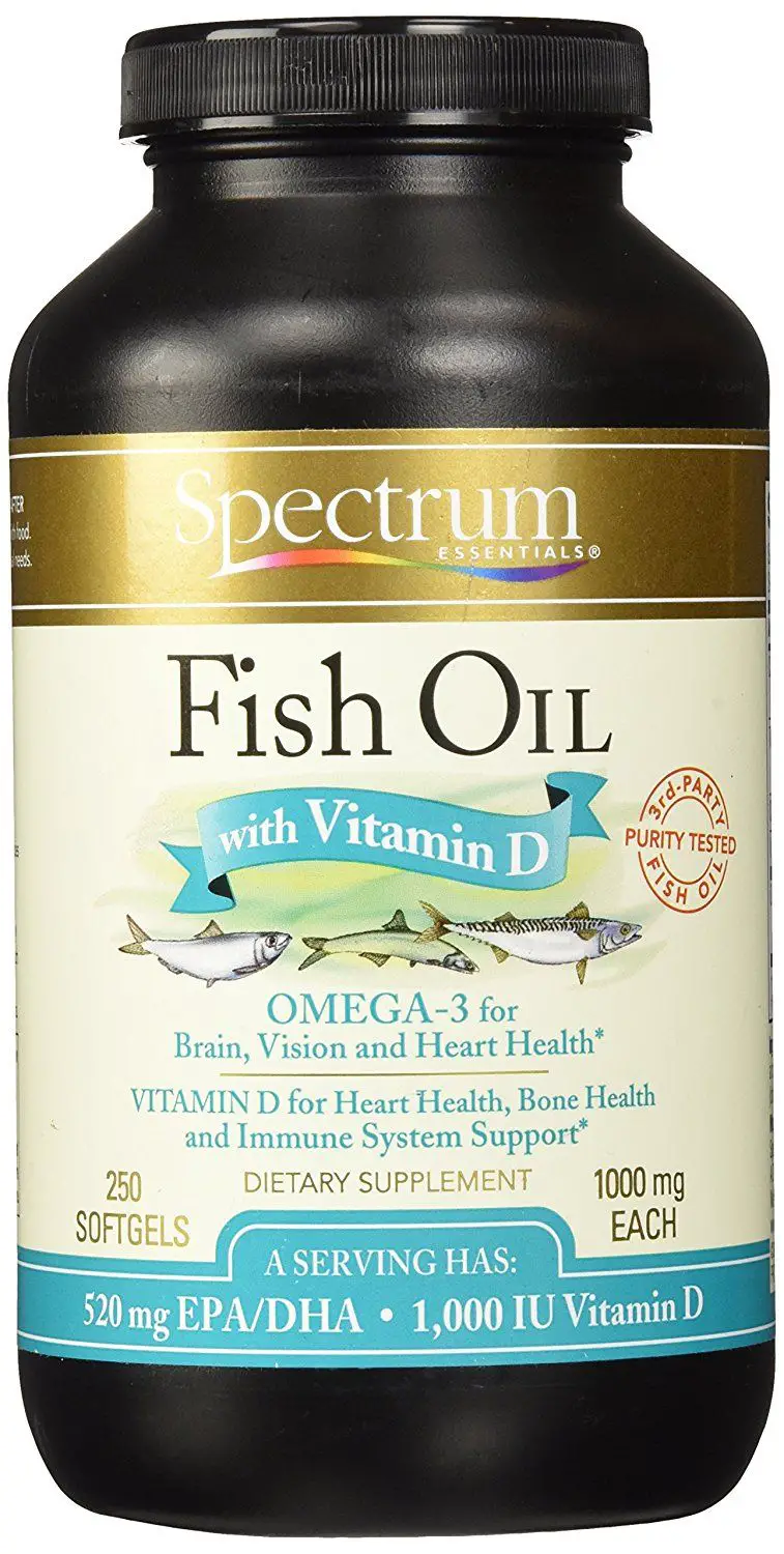 Spectrum Essentials Fish Oil with Vitamin D Softgels, 1000 ...