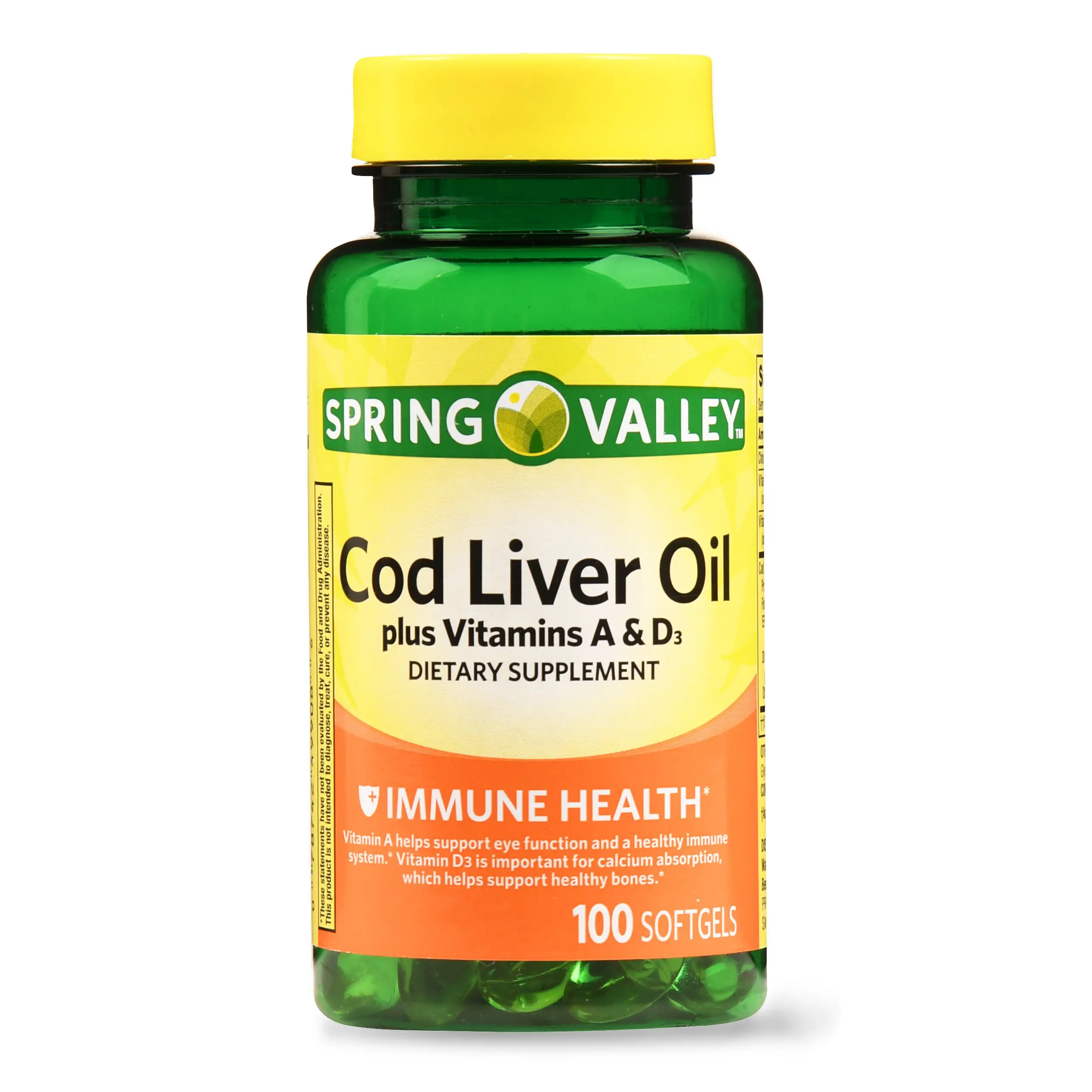 Spring Valley Cod Liver Oil Plus Vitamin A &  D Softgels ...