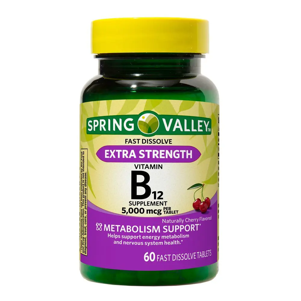 Spring Valley Extra Strength Vitamin B12 Fast Dissolve Tablets, 5000 ...