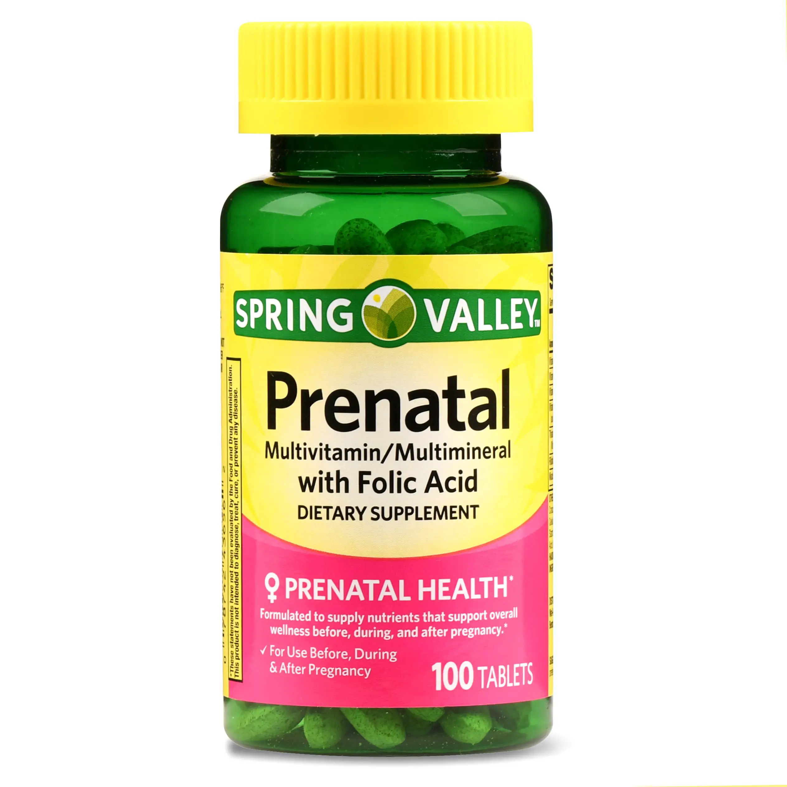Spring Valley Prenatal Multivitamin/Multimineral &  Folic Acid Tablets ...