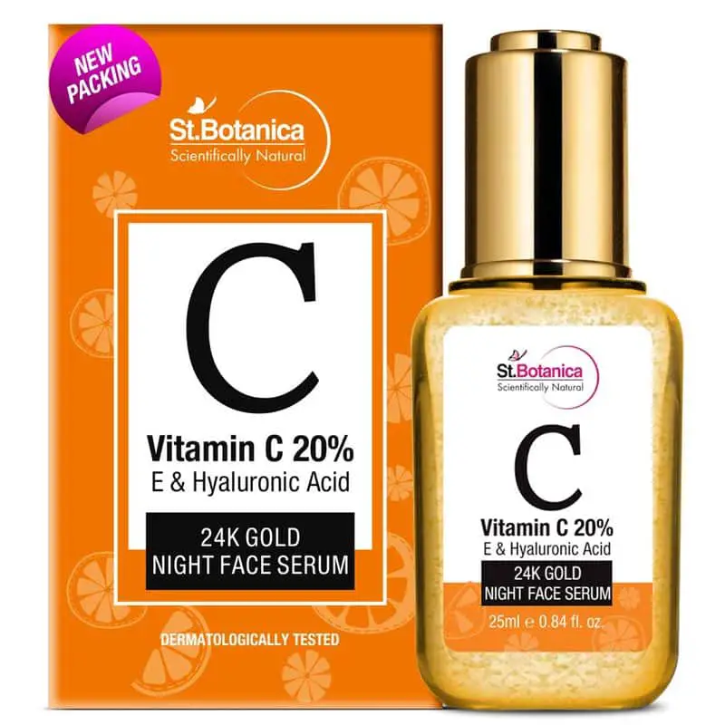 St.Botanica Vitamin C, E &  Hyaluronic Acid 24k Gold Night Face Serum ...