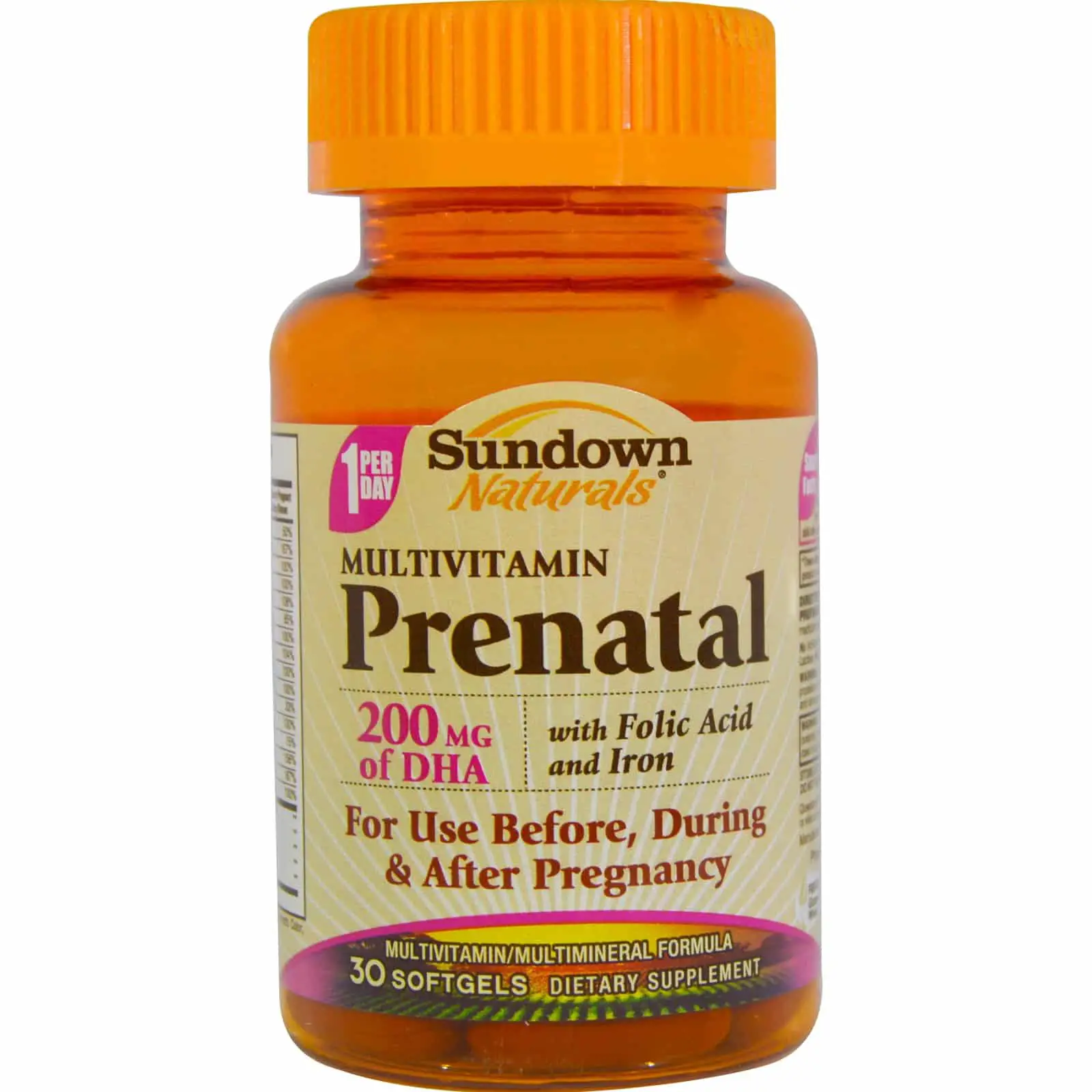 Sundown Naturals, Prenatal, Multivitamin, With Folic Acid and Iron, 30 ...
