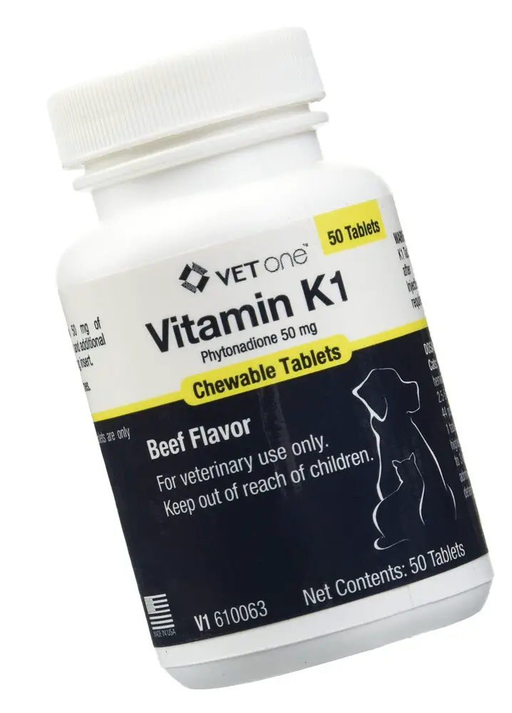 Vet One Vitamin K1 Chewable Tablets, Phytonadione 50mg, 50 ...