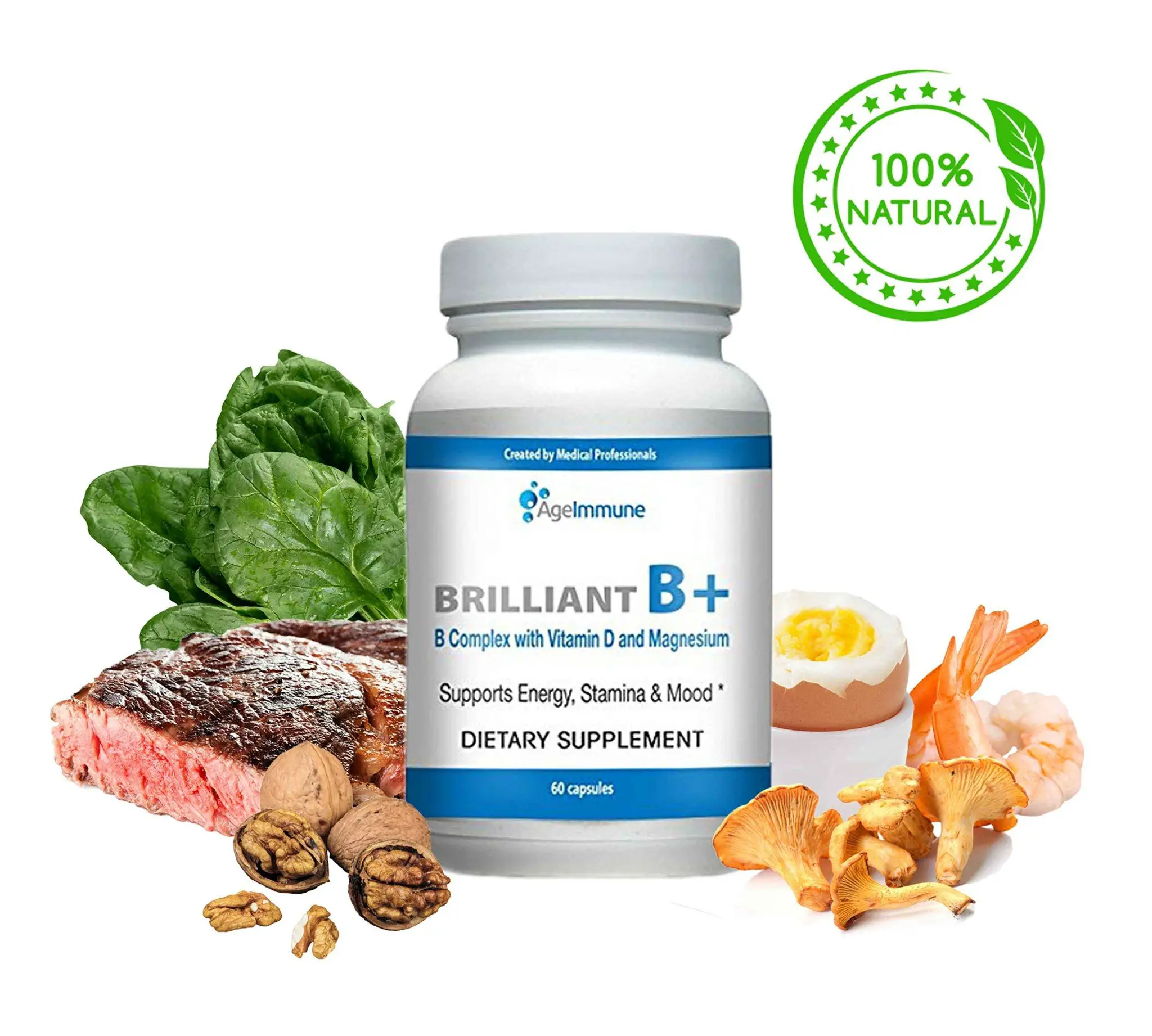 Vitamin B Supplements Complex with B6, D, Magnesium, Methylated B12 and ...